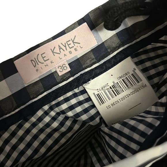 Dice Kayek High-Waisted Gingham Print Midi Skirt Plaid Navy Multi/Black Multi - Picture 7 of 8